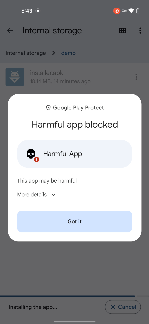 example of a detected app